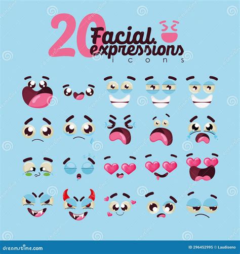 Set Of Different Facial Expression Vector Stock Vector Illustration Of Kawaii Cartoon 296452995