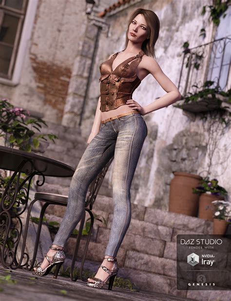 Skinny Jeans And Corset Outfit For Genesis Female S Daz D