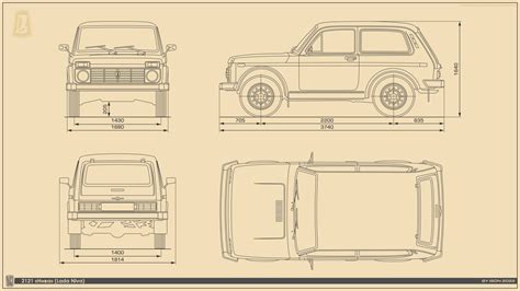 ВАЗ-2121 «Нива» (Lada Niva) Рисунок и Габаритные размеры | Пикабу