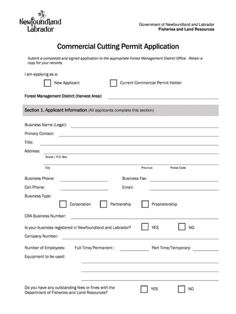 Fillable Online Commercial Cutting Permit Application Fax Email Print