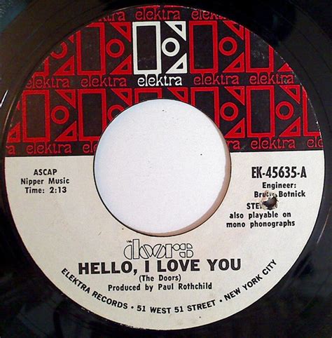 The Doors Hello I Love You 1968 Pittman Pressing Vinyl Discogs