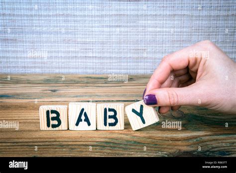 Baby Wooden Letters On The Office Desk Stock Photo Alamy