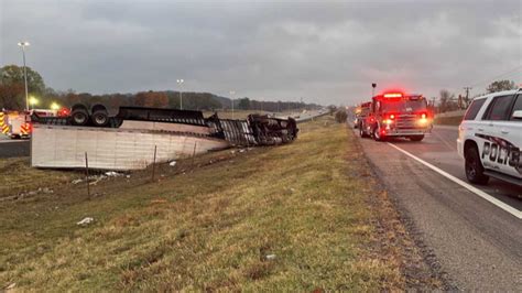 Emergency Crews Respond To Semi Rollover Along The Turner Turnpike