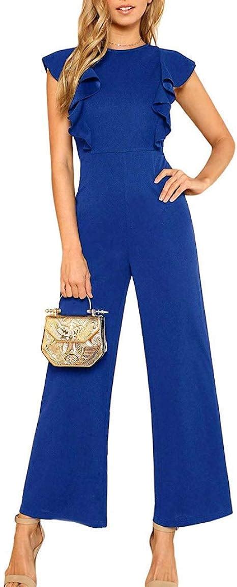 HaiDean Damen Jumpsuit Sommer Elegant Hosenanzug Mit Rüschen Playsuit