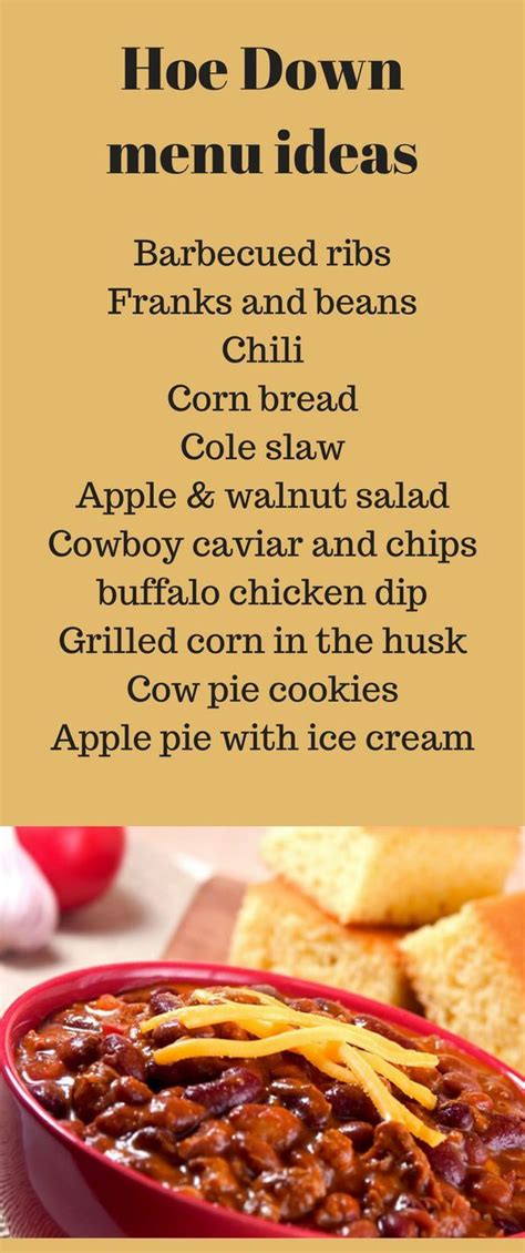 Hoedown Western Party Cowboy Party Outdoor Party Menu Western Food