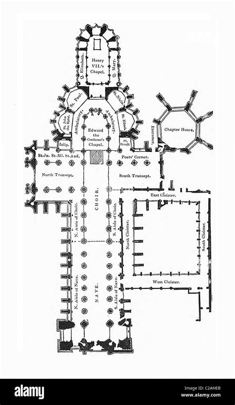 Westminster Abbey Ground Plan Published 1842 Stock Photo 35883299