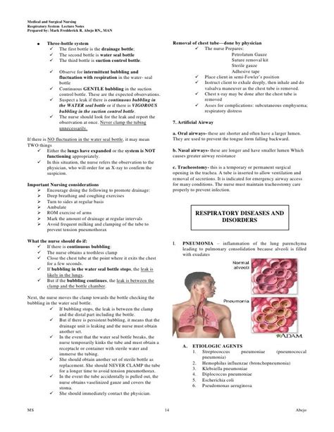 Medical And Surgical Nursingrespiratory System Lecture Notesprepared By