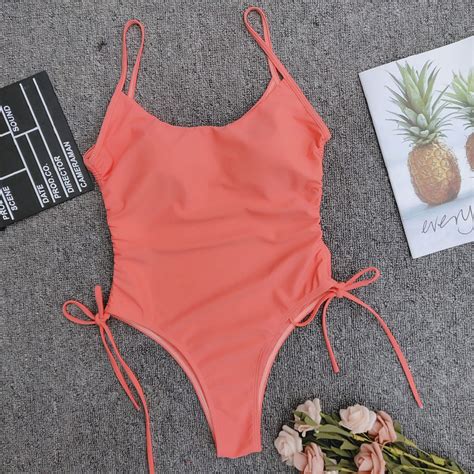 Hot Sale Solid Color High Fork Adjustable Bikini Onepiece Swimsuit