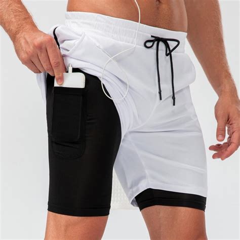 Mens 2 in 1 Running Shorts Quick Dry Athletic Shorts with Liner, Workout Shorts with Zip Pockets ...