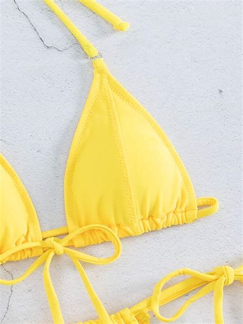 SHEIN Swim Vcay Fato de biquíni triângulo tanga micro SHEIN Brasil