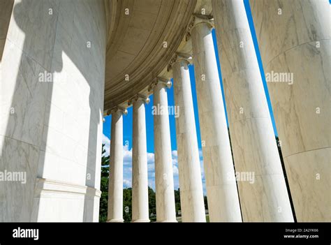 Scenic View Of White Marble Neoclassical Columns From The Interior Of