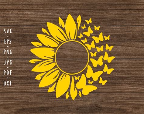 Sunflower Butterfly Svg Sunflower Monogram Sunflower Svg Etsy