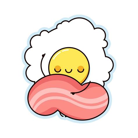 Cartoon Fried Egg Covered With Bacon Kawaii Style 23849433 Vector Art