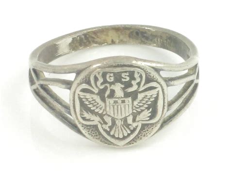 Vintage Silver Girl Scout Ring - Art Deco Sterling Silver Scouting Trefoil Ring - 2.5 gram Size ...