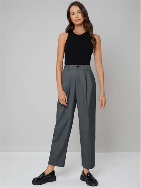 Shein Bizwear Solid Fold Pleat Tailored Pants Shein Usa