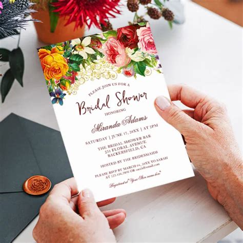 Romantic Watercolor Flowers Bridal Shower Invitation Zazzle