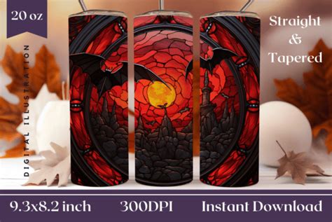 Stained Glass Halloween Tumbler Wrap Graphic By Ailirel Design