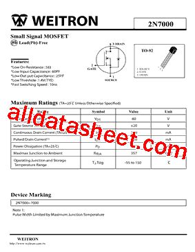 2N7000 Datasheet(PDF) - Weitron Technology