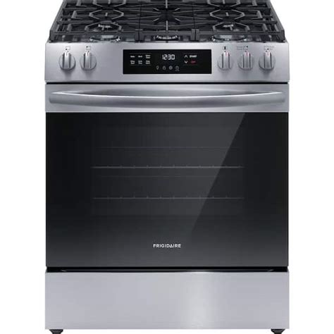 Frigidaire In Burner Front Control Gas Range With Steam Clean In