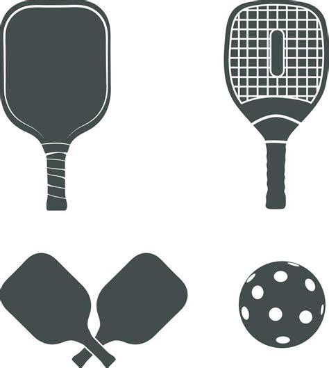 Pickleball racket and ball silhouette, Pickleball paddles silhouette ...