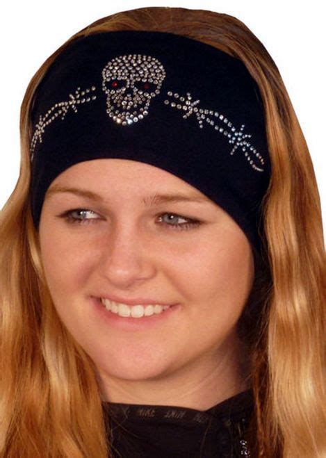 Skull And Barbed Wire Rhinestone Stretch Headband Stretch Headband