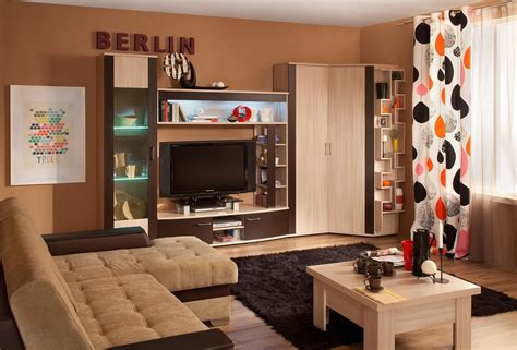 Мебельная стенка для гостиной: круглые и навесные в интерьере комнаты, фото