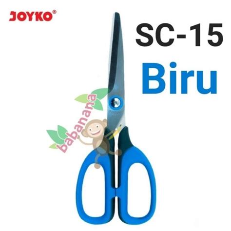 Jual Gunting Joyko Sc 15 Biru Scissors Pemotong Kertas Elastic Handle