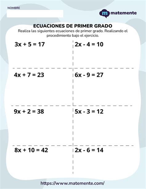 40 Ejercicios De Ecuaciones De Primer Grado