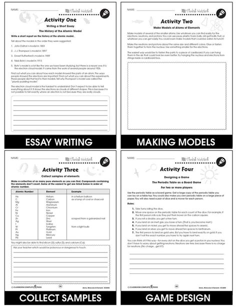 Atoms Molecules And Elements Bonus Worksheets Classroom Complete Press