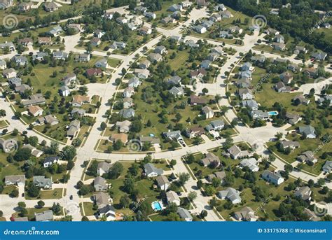 Aerial View Of Houses, Homes, Suburb Stock Photo - Image: 33175788