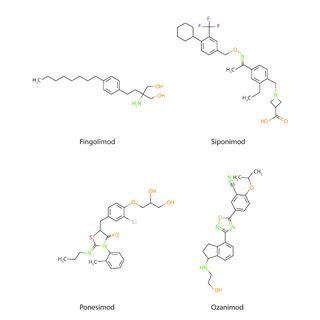 Chemical Structure Of Fingolimod Together With Three Other More