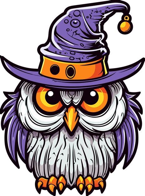 Premium Vector Halloween Owl Wearing A Witch Hat