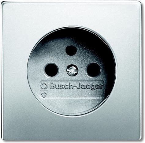 Abb Busch Jaeger Wandcontactdoos Met Penaarde Pure Stainless Steel