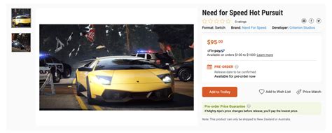Need For Speed Hot Pursuit Remaster For Switch Listed By Online Retailer