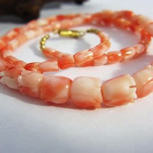 Genuine Carved Hawaii Pikake Coral Necklace Inch Etsy