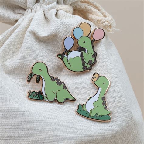 Bronti Balloon Enamel Pin Brontosaurus Enamel Pin Bellzi Cute