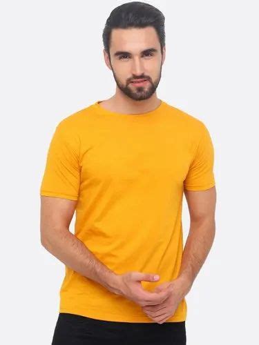 Pure Cotton Mustard Mens Plain Round Neck T Shirt At Rs 165 In Mumbai