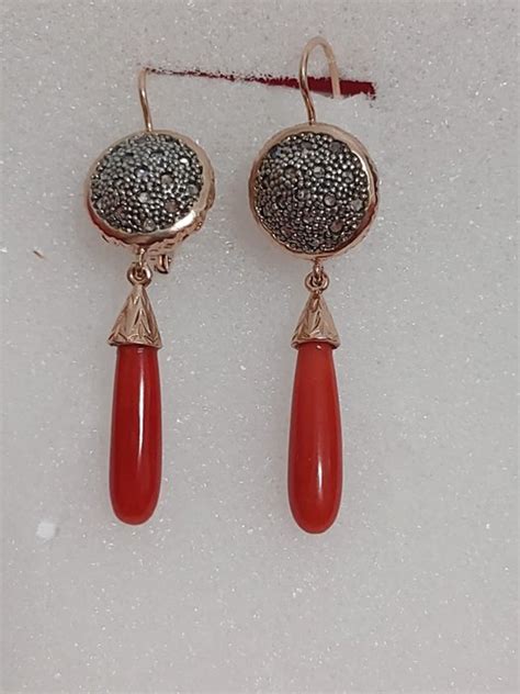 Argent Boucles D Oreilles Corail Catawiki