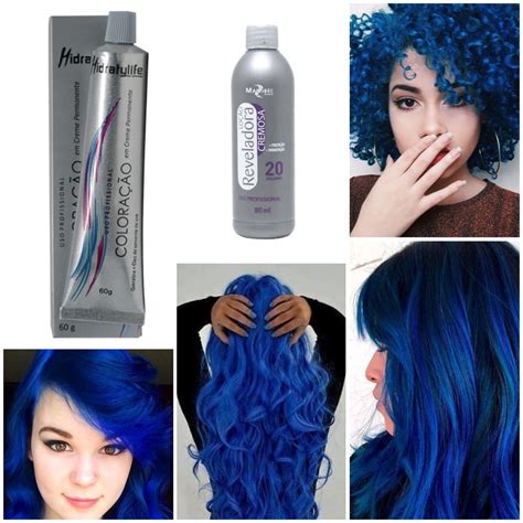 Tinta Para Cabelo Azul Oxigenada 20 Volumes 90ml Mairibel Hidratylife