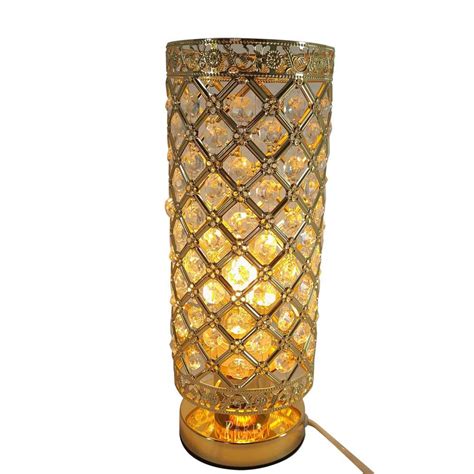 Luminária de Mesa Abajur Dourado Cristais 30cm 1E27 PARIS LUZ