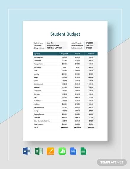 Free 12 College Student Budget Samples In Ms Word Pdf Excel