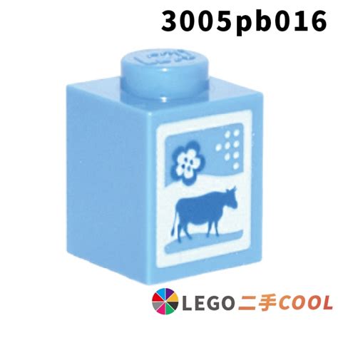 【coolpon】正版樂高 Lego【二手】3005 Brick 1x1 3005pb016 牛奶罐 牛奶 印刷 中間藍 蝦皮購物