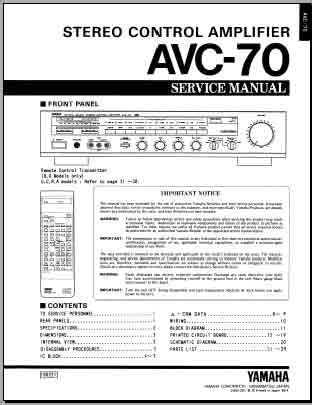 Yamaha Avc Service Manual Analog Alley Manuals