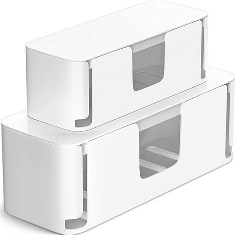 Mudeela Pack Of 2 Cable Boxes Large And Small Cable Organiser Box For