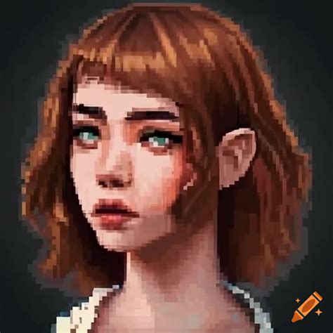 Detailed Realistic Pixel Art Character Of A Girl In A Video Game Aesthetic