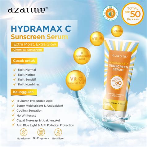 Jual Azarine Hydramax C Sunscreen Serum SPF50 PA 40ml Shopee