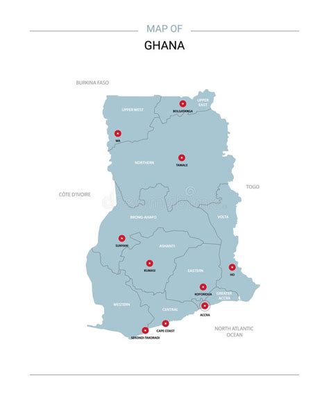 Ghana Karte Mit Standortzeigerkennzeichen Vektor Abbildung