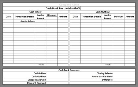 Excel Cashbook Template