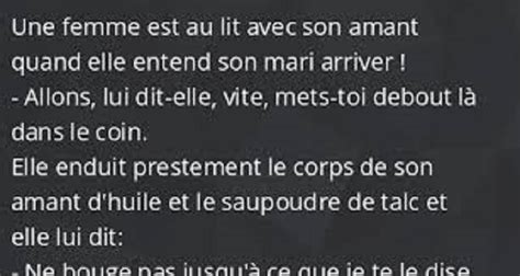 Blague Une Femme Est Au Lit Avec Son Amant Quand Elle Entend Son