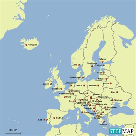 Map Of Europe With Capital Cities